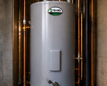 A. O. Smith water heater with copper piping